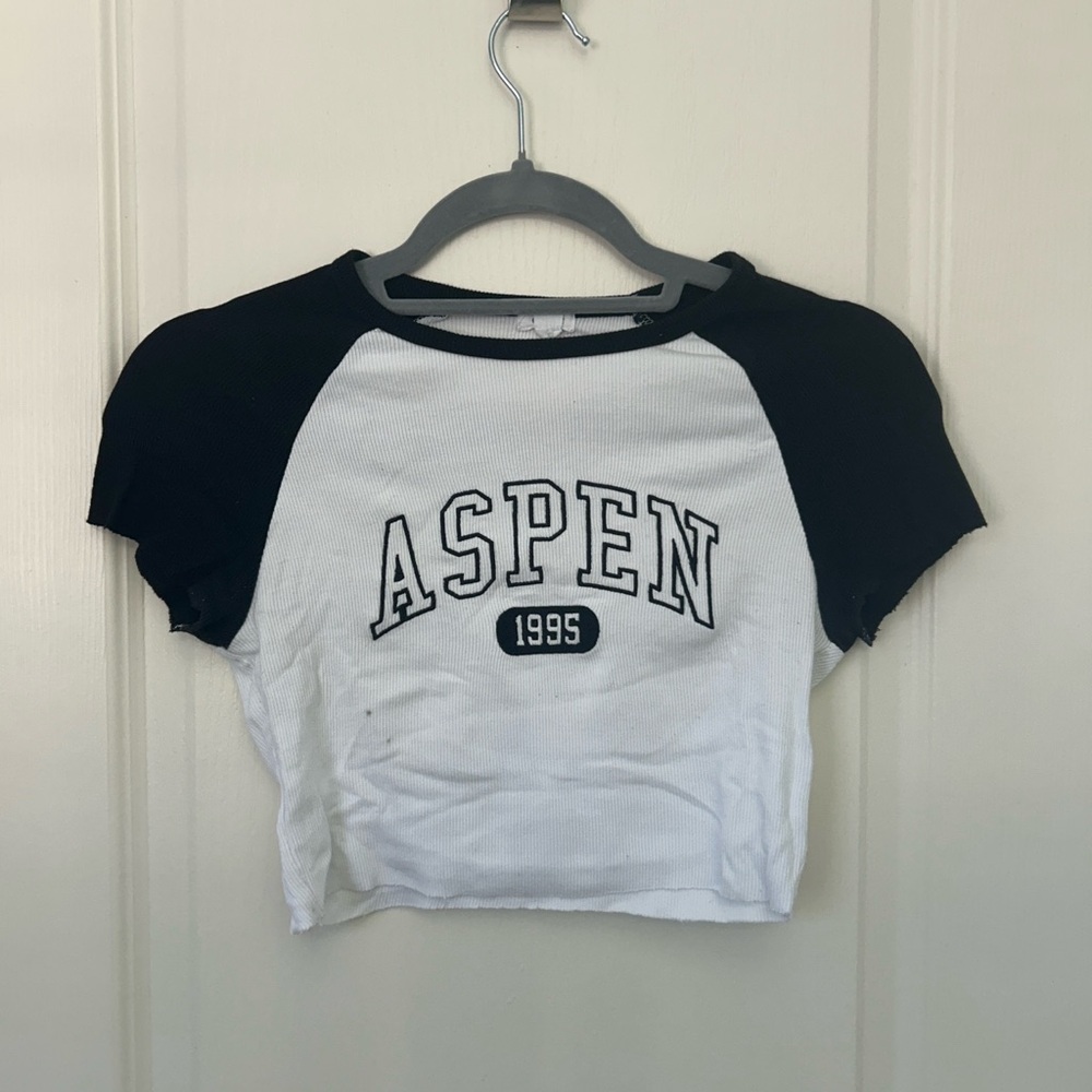 Garage Black and White Ribbed Top Aspen